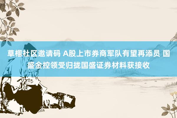 草榴社区邀请码 A股上市券商军队有望再添员 国盛金控领受归拢国盛证券材料获接收