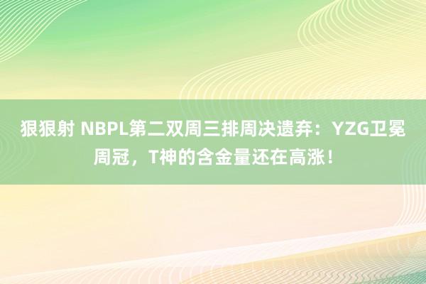 狠狠射 NBPL第二双周三排周决遗弃：YZG卫冕周冠，T神的