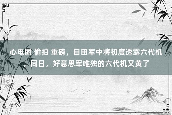 心电图 偷拍 重磅，目田军中将初度透露六代机，同日，好意思军唯独的六代机又黄了