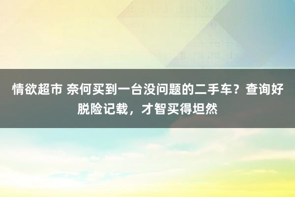情欲超市 奈何买到一台没问题的二手车？查询好脱险记载，才智买