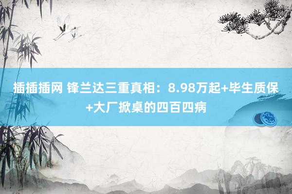 插插插网 锋兰达三重真相：8.98万起+毕生质保+大厂掀桌的四百四病