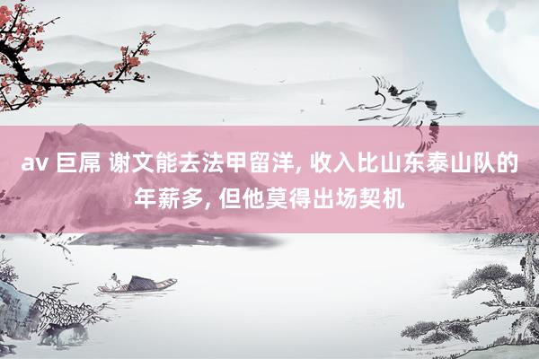 av 巨屌 谢文能去法甲留洋, 收入比山东泰山队的年薪多, 