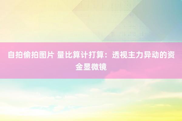 自拍偷拍图片 量比算计打算：透视主力异动的资金显微镜